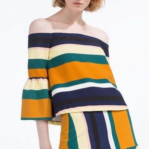Zara Stripe Off the Shoulder top Medium